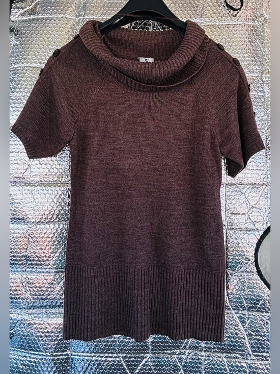 Worthington Sweaters - Worthington brown cowl neck short-sleeve sweater.